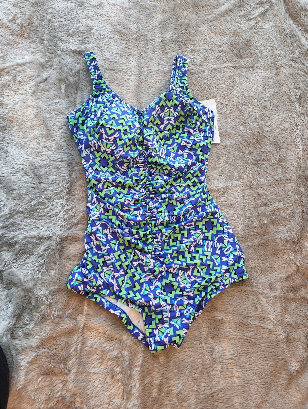 Women’s Blue & Green Patterned One-Piece Swimsuit
